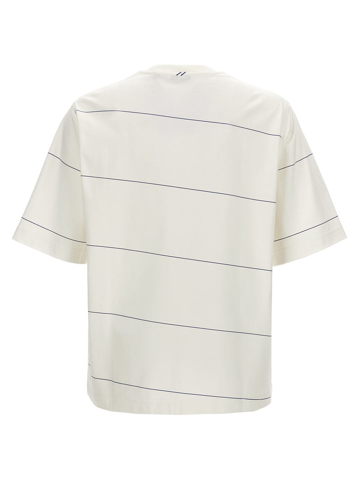 Logo Embroidery Striped T-Shirt White