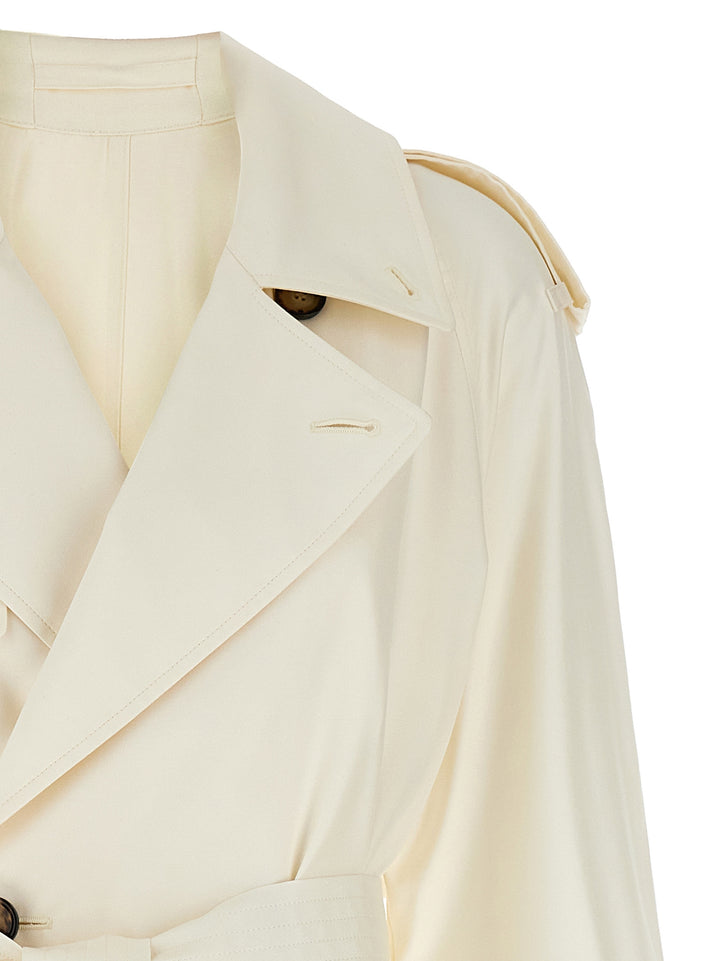 Long Silk Trench Coat Coats, Trench Coats White