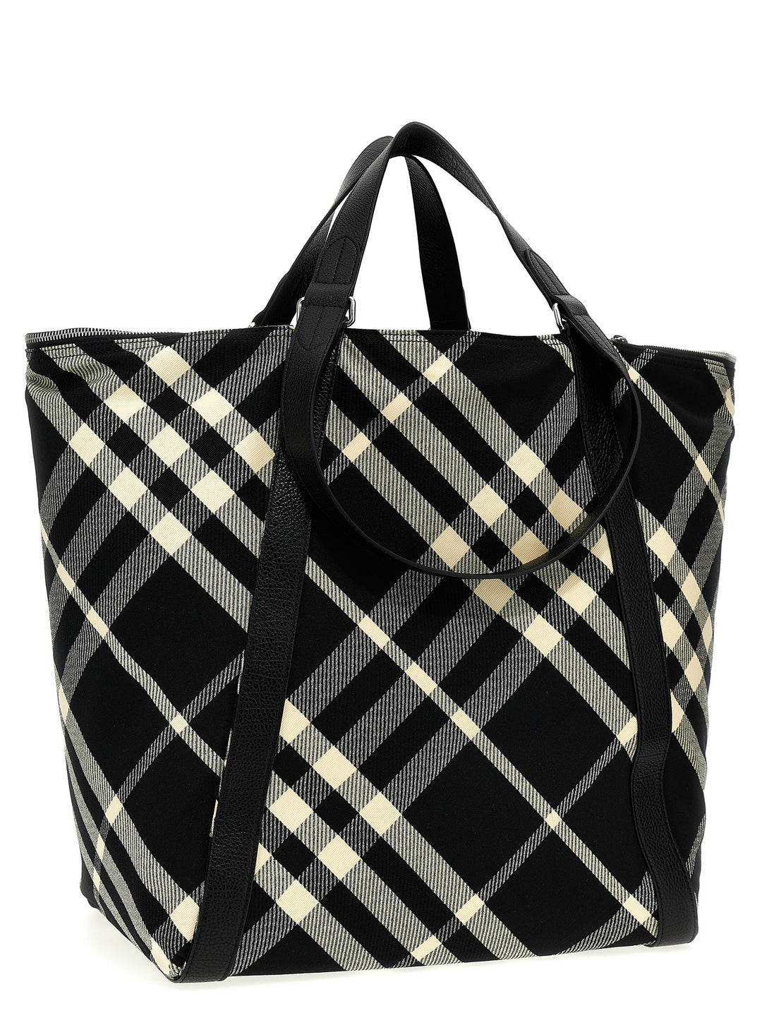 Shopping Burberry Check Tote Bag White/Black