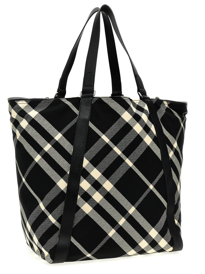 Shopping Burberry Check Tote Bag White/Black