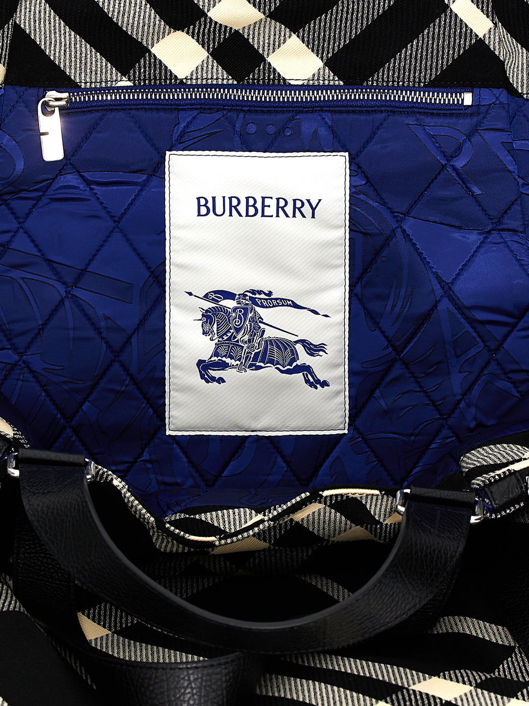 Shopping Burberry Check Tote Bag White/Black