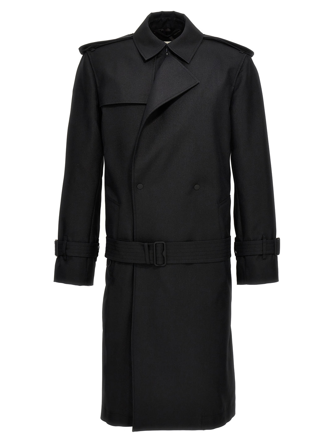 Double-Breasted Long Trench Coat Coats, Trench Coats Black