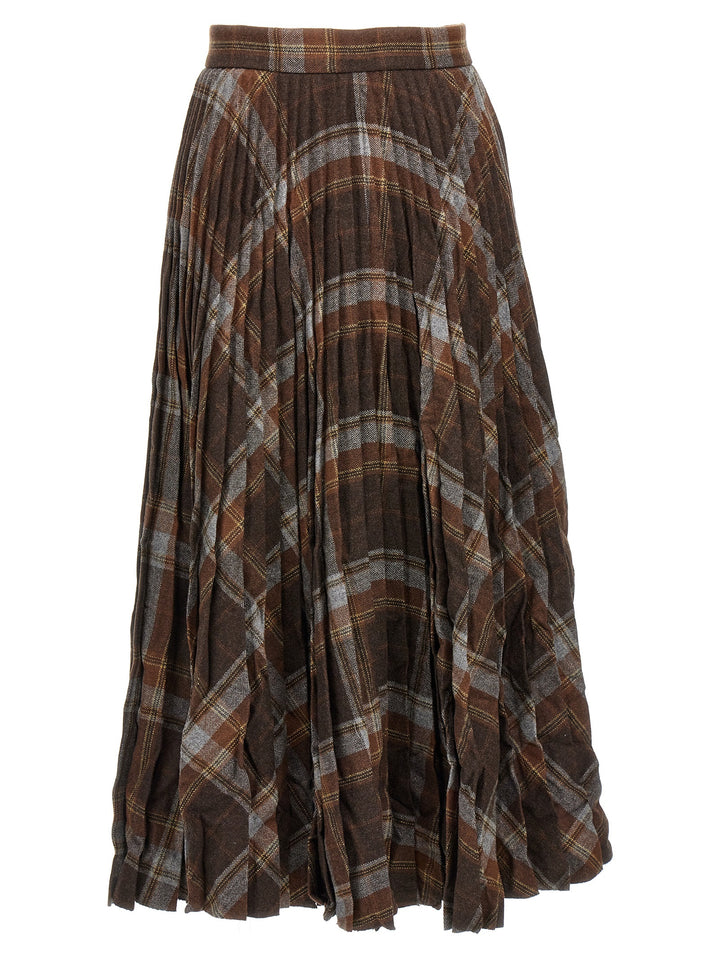 Pleated Skirt With Ruffled Effect Skirts Brown