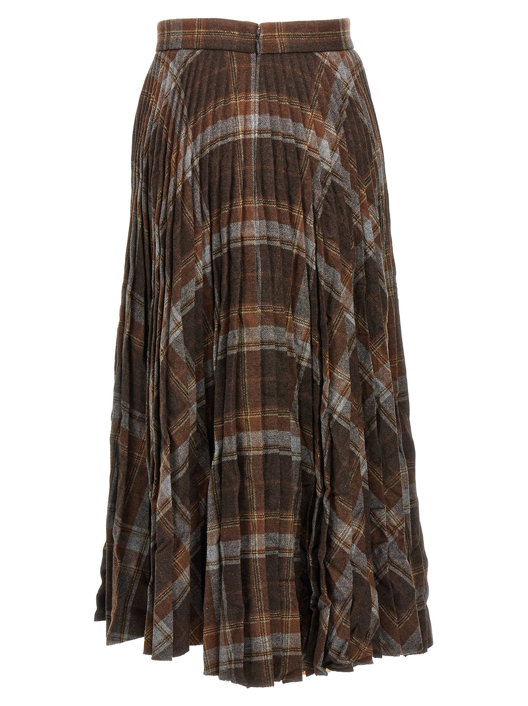 Pleated Skirt With Ruffled Effect Skirts Brown