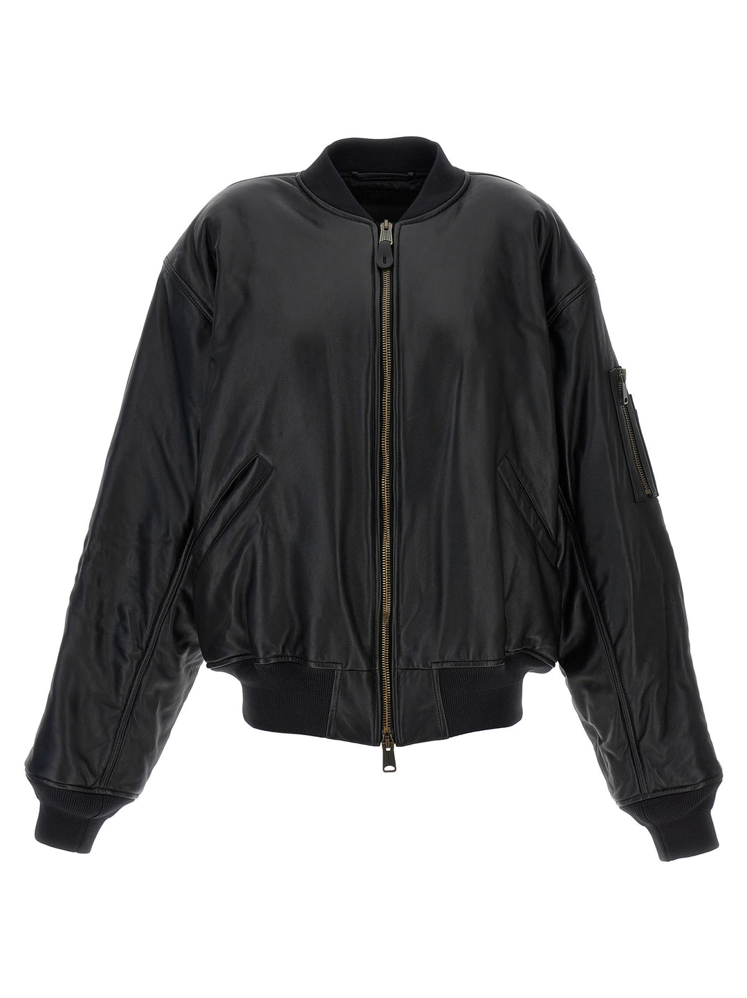 Leather Bomber Jacket Casual Jackets, Parka Black