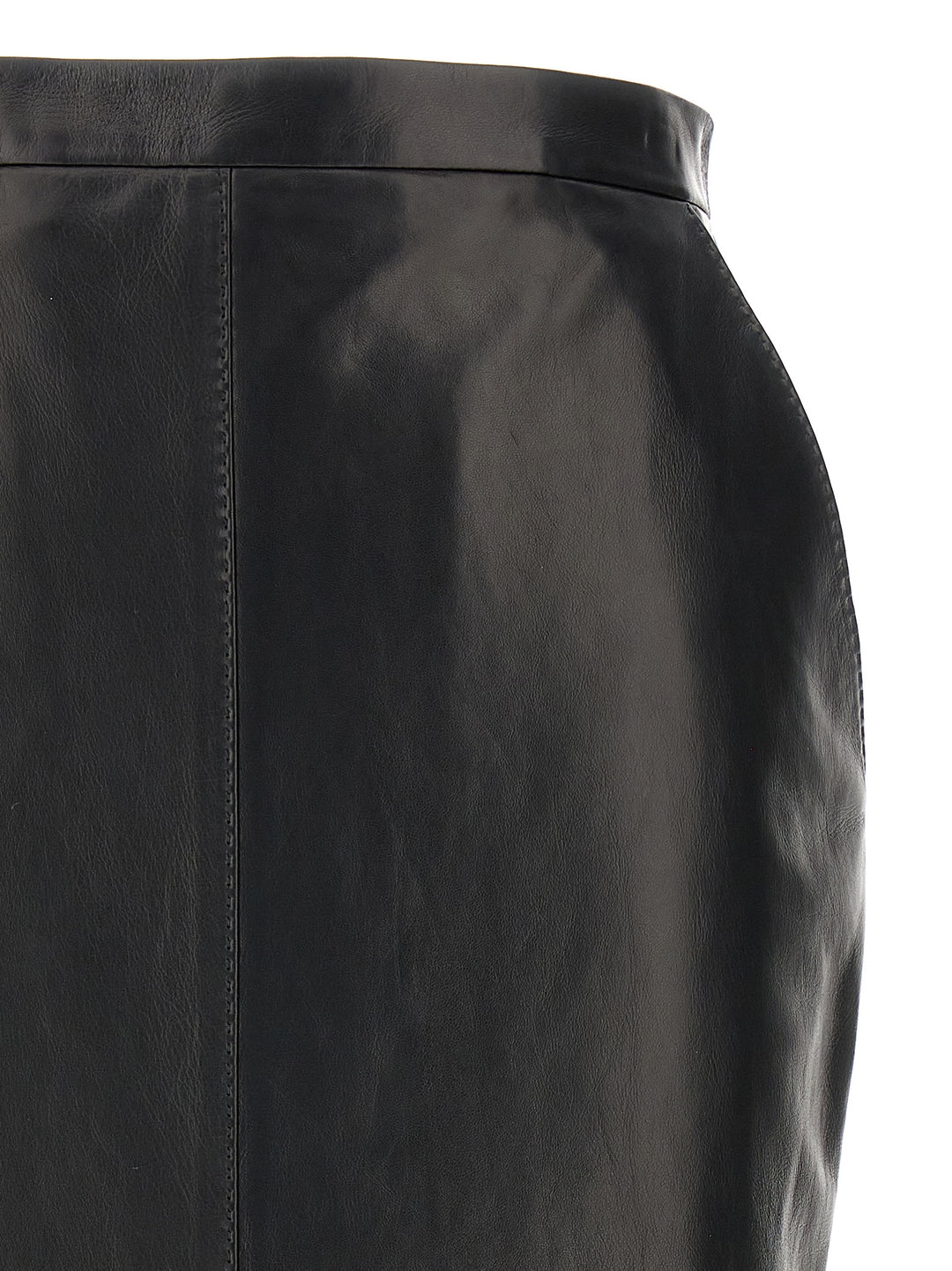 Leather Midi Skirt Skirts Black