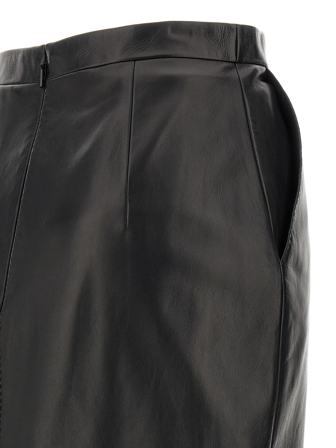 Leather Midi Skirt Skirts Black