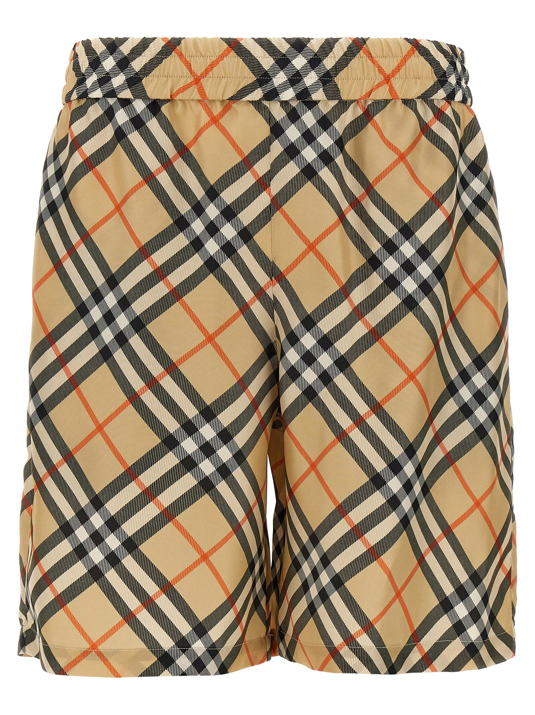 Check Silk Bermuda Shorts Bermuda, Short Beige