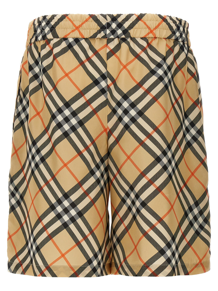 Check Silk Bermuda Shorts Bermuda, Short Beige