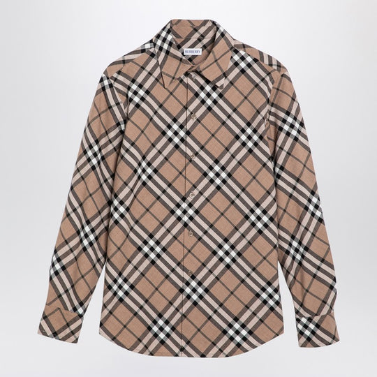 Check Pattern Wool Blend Shirt