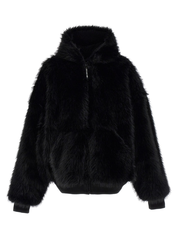 Eco  Hooded Fur Black