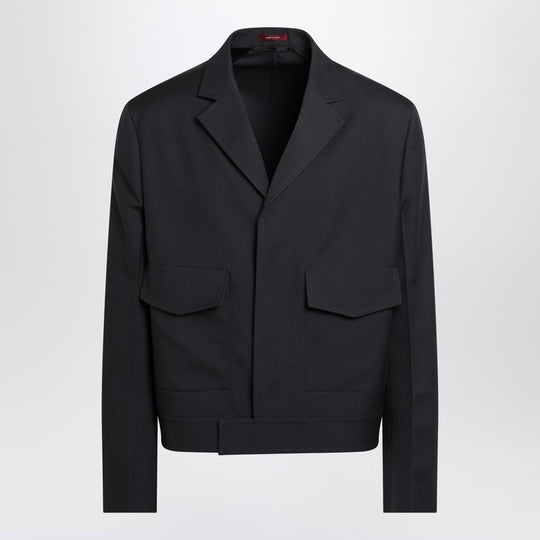 Dark Grey Jacket In Wool Gabardine