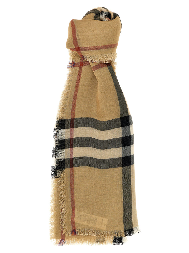 Check Reversible Scarf Scarves, Foulards Beige