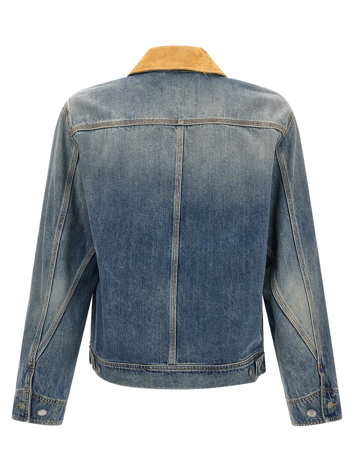 Mcqueen Suede Denim Jacket Casual Jackets and Parka - Blue | 04cae1cc4115931f716db3eb90d65bf7dc9aa56b