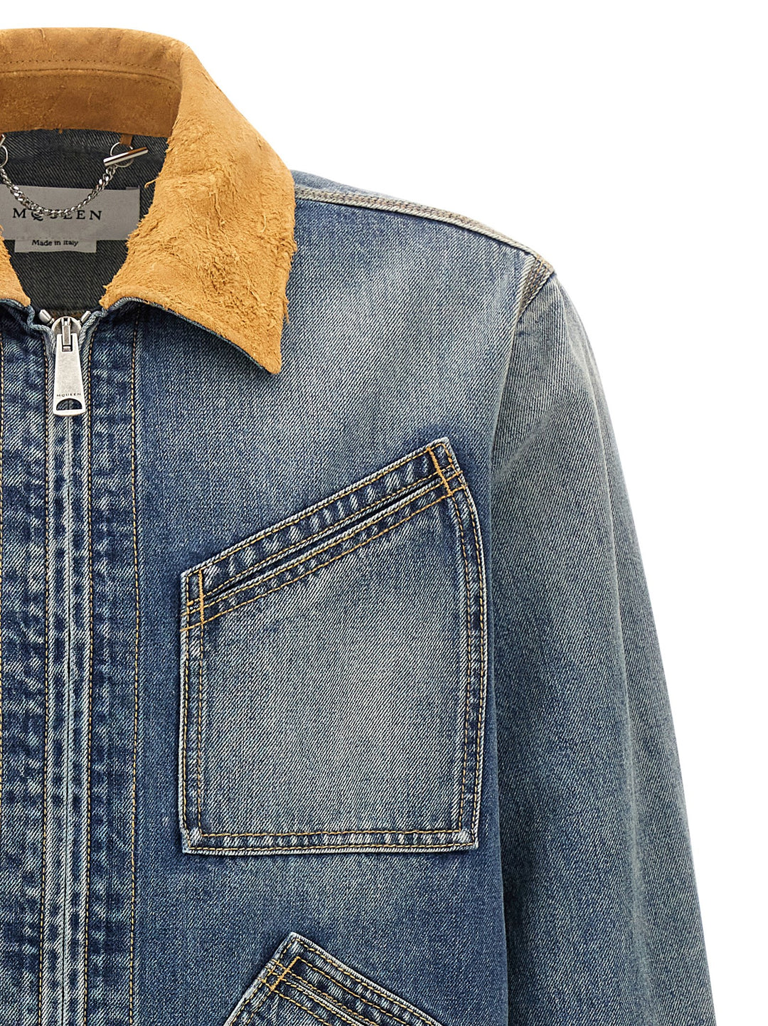 Mcqueen Suede Denim Jacket Casual Jackets and Parka - Blue | b025c8387e94edb651ae83cbe1b6e863041e623b