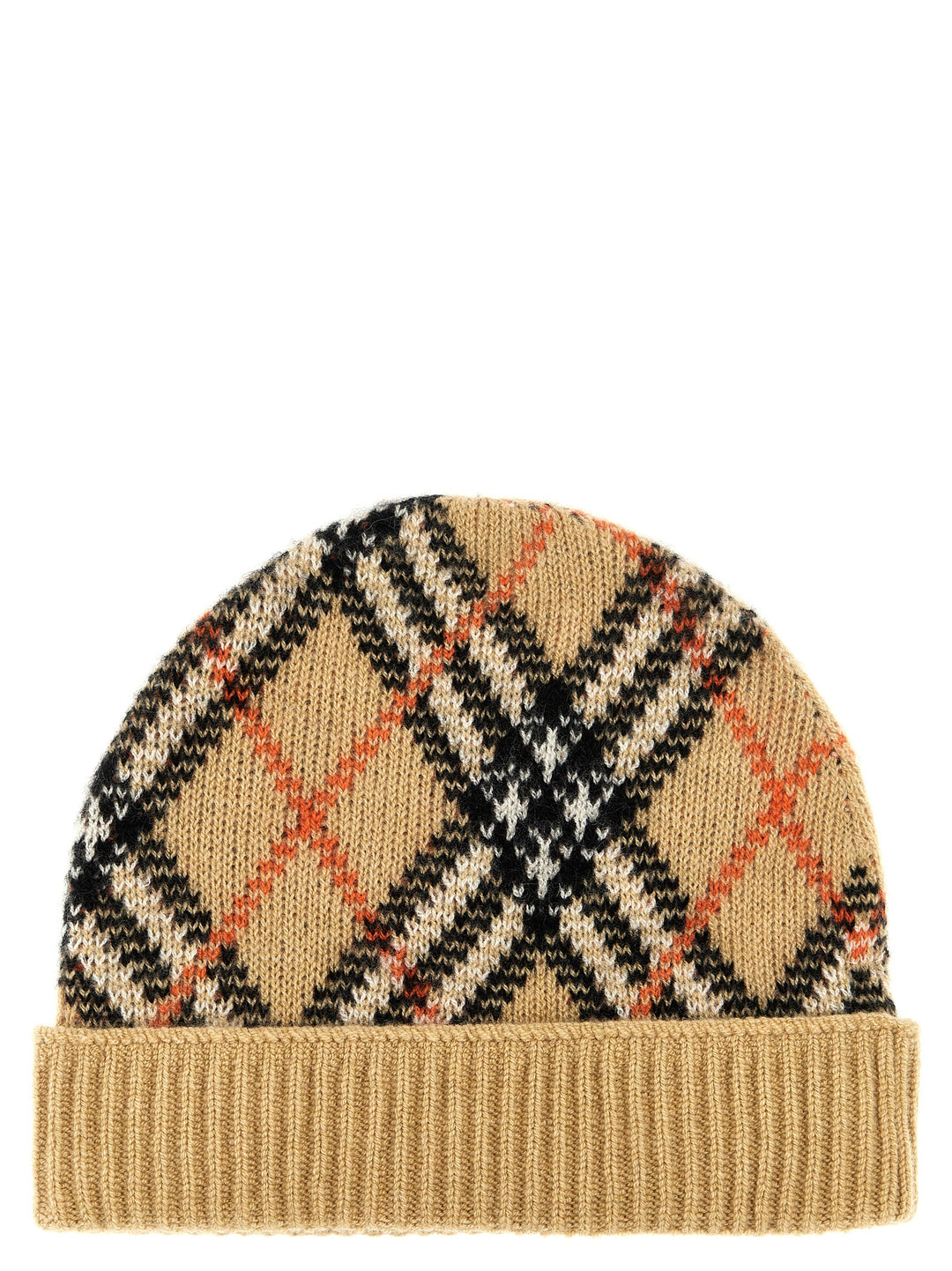 Check Beanie Hats Beige