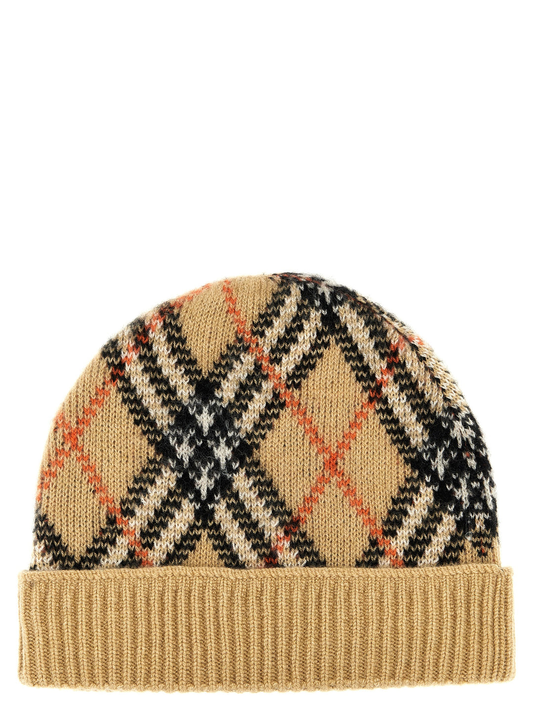 Check Beanie Hats Beige