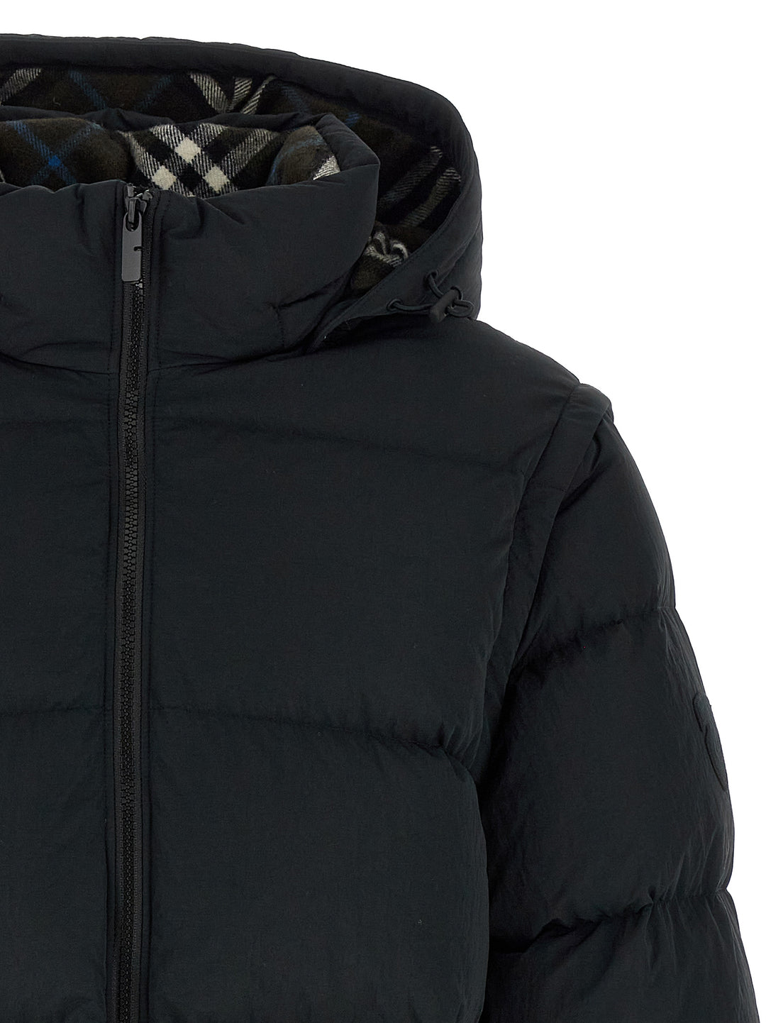 Check Insert Down Jacket Casual Jackets, Parka Black