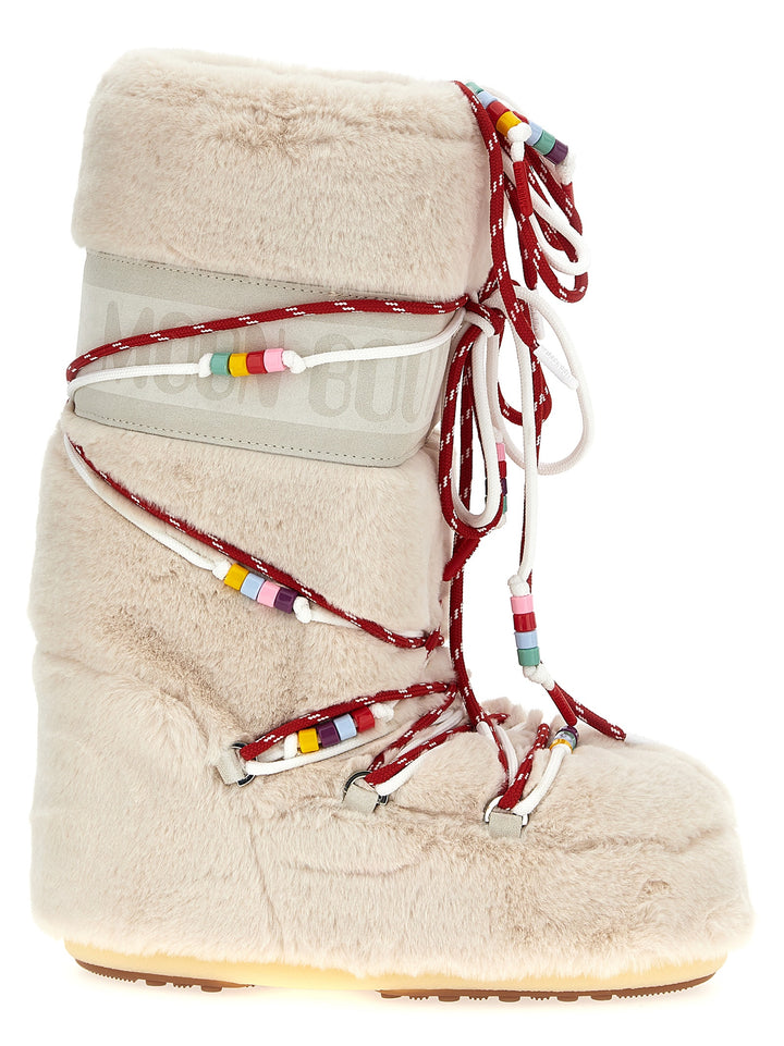 Icon Faux-Fur Beads Boots, Ankle Boots White