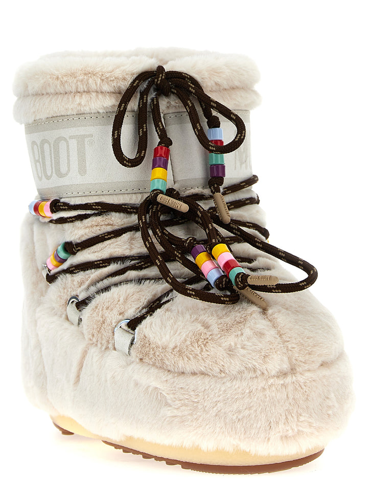 Icon Low Faux-Fur Beads Boots, Ankle Boots White