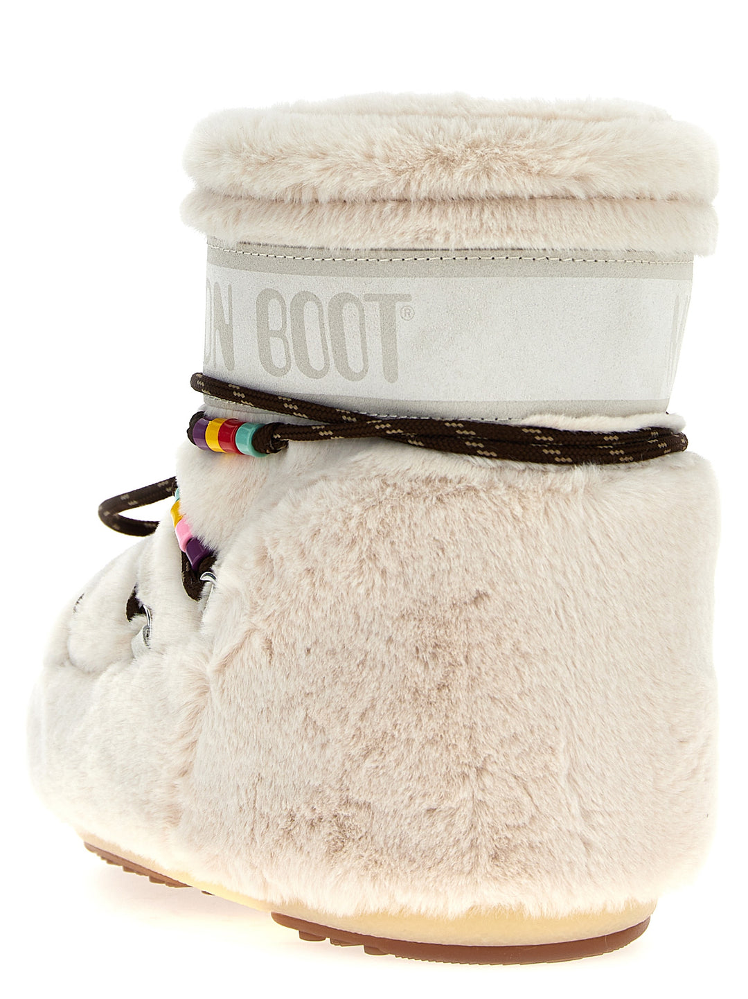 Icon Low Faux-Fur Beads Boots, Ankle Boots White