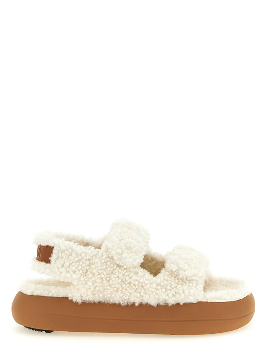 Shearling Sandals White