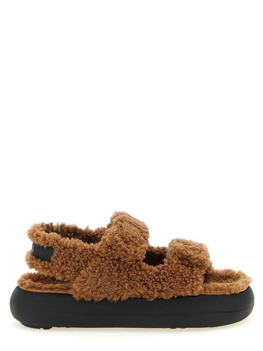 Shearling Sandals Brown