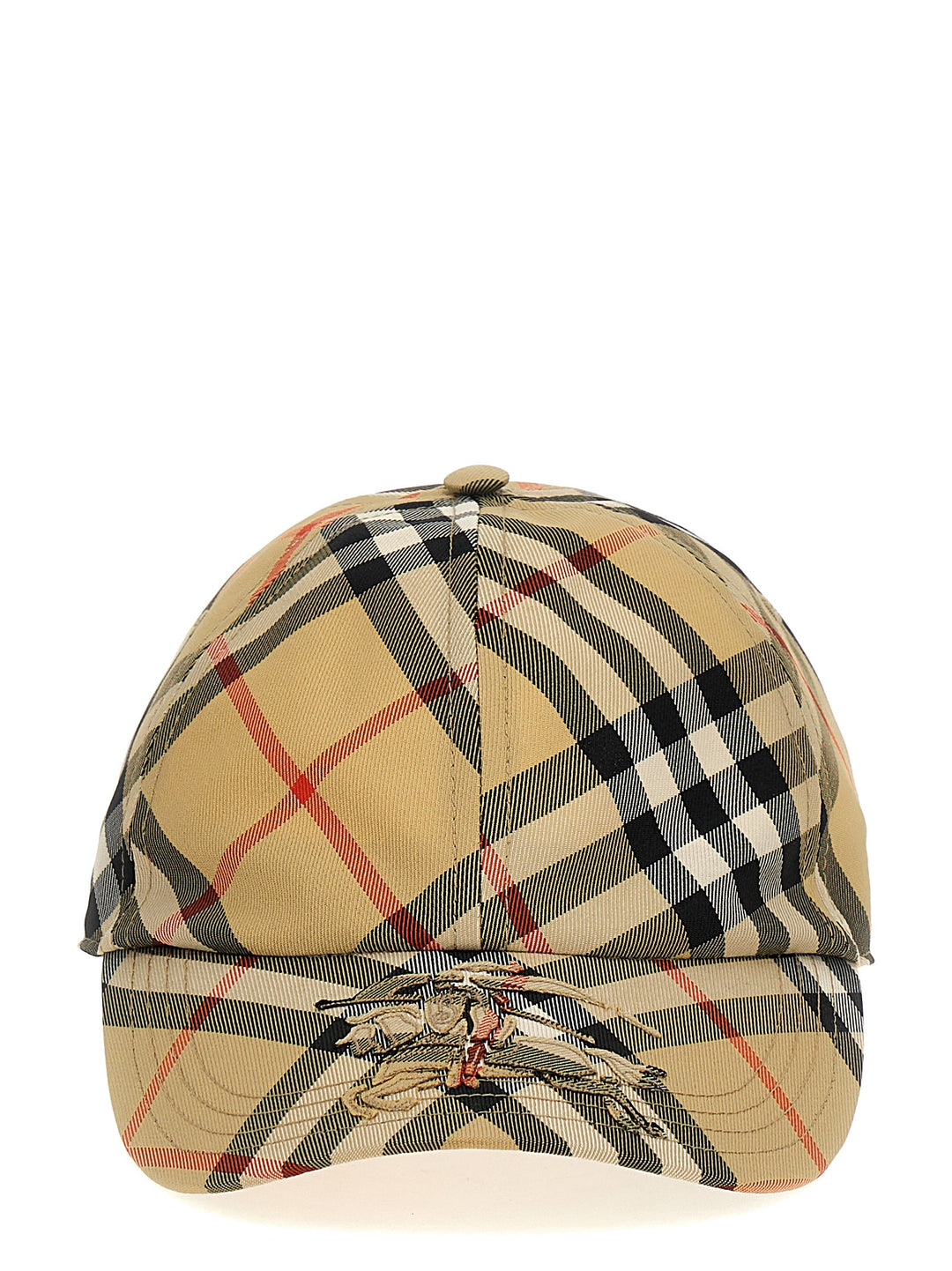 Check Logo Cap Hats Beige