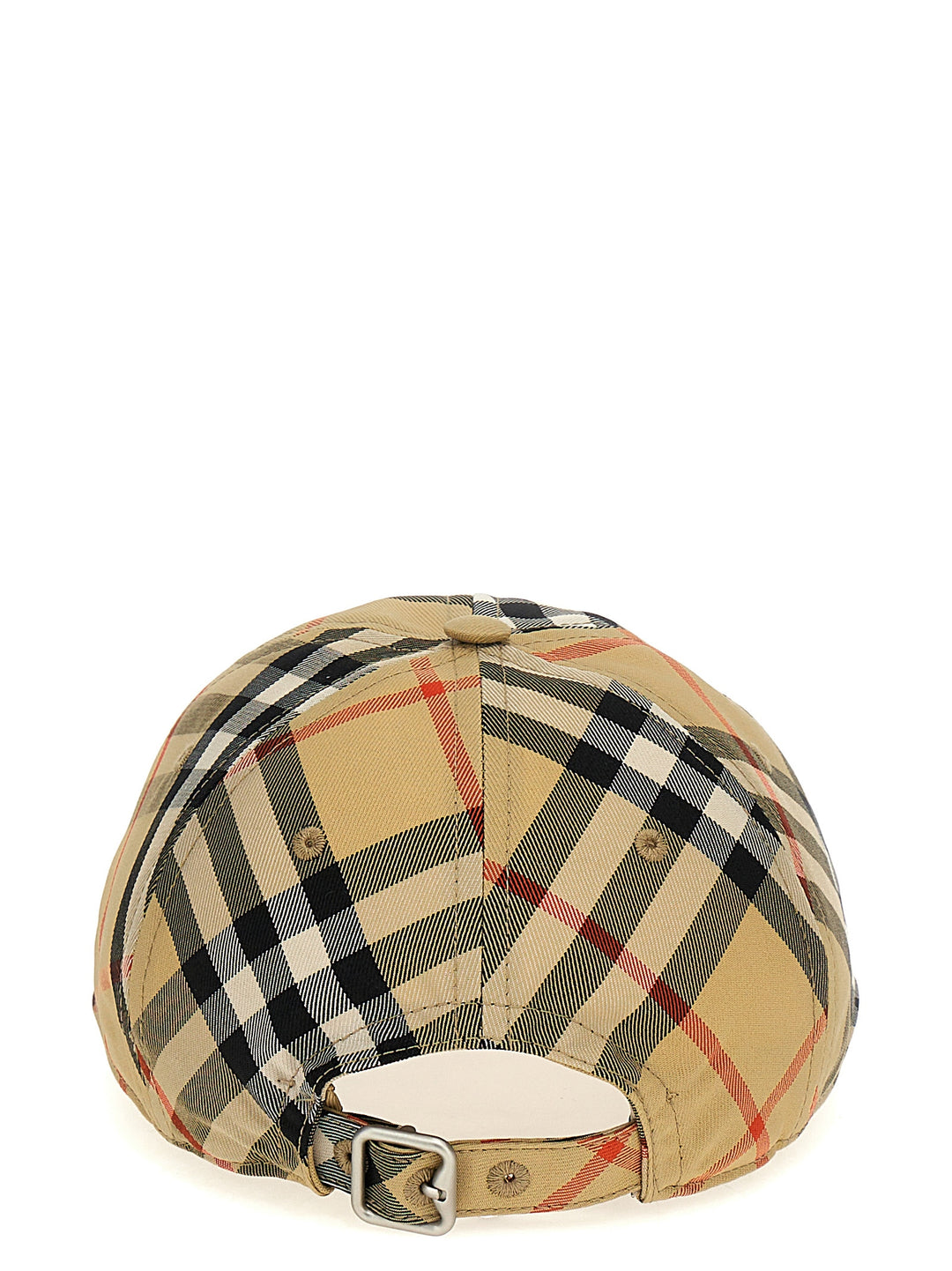 Check Logo Cap Hats Beige