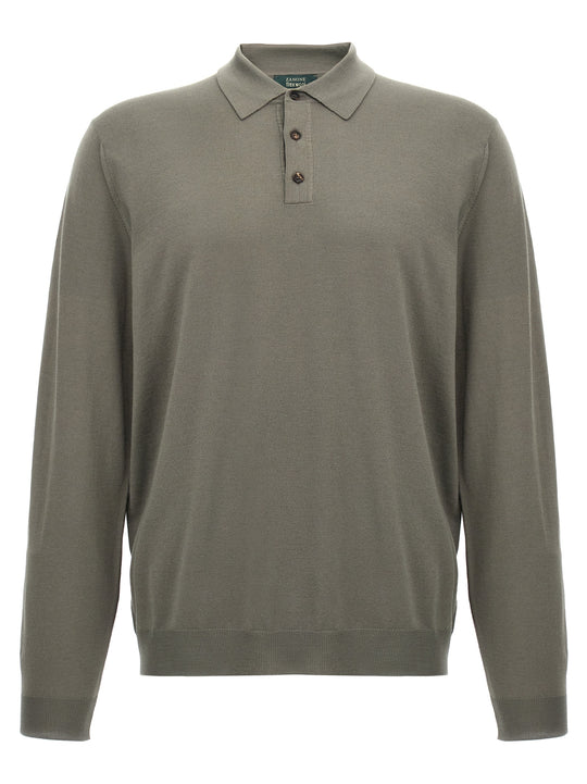 Wool Shirt Polo Gray