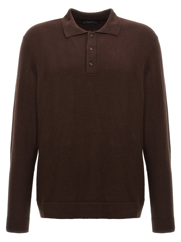 Cashmere Wool  Shirt Polo Brown