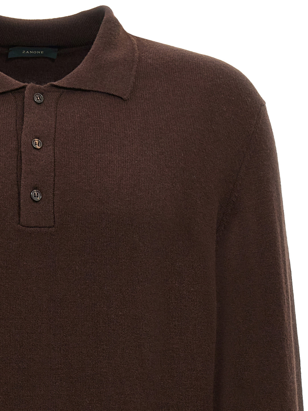 Cashmere Wool  Shirt Polo Brown