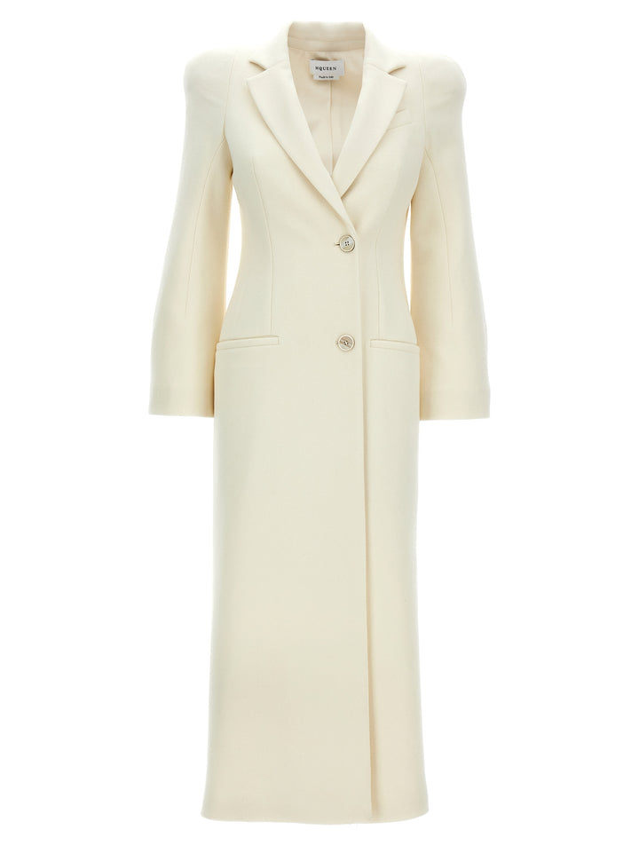 Double-Breasted Coat With Shaped Shoulders Coats, Trench Coats White