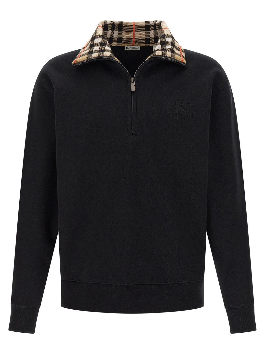 Burberry Check Sweatshirt - Black | 07718ad356ad246bb366e75f950a4ca17d55dc14