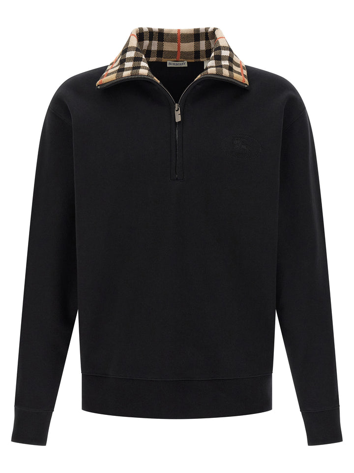 Burberry Check Sweatshirt - Black | 07718ad356ad246bb366e75f950a4ca17d55dc14