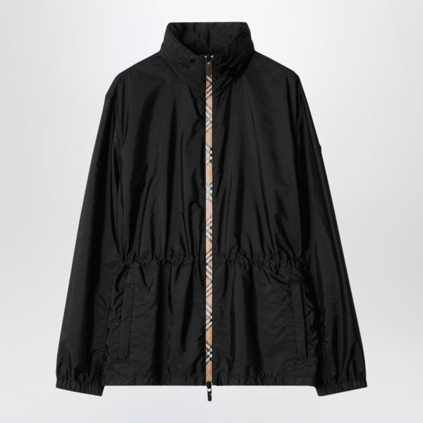 Black Nylon Zip-Up Jacket