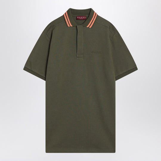Moss Green Polo In Cotton Blend