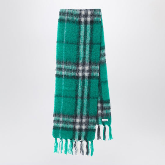 Green Check Wool And Mohair Scarf