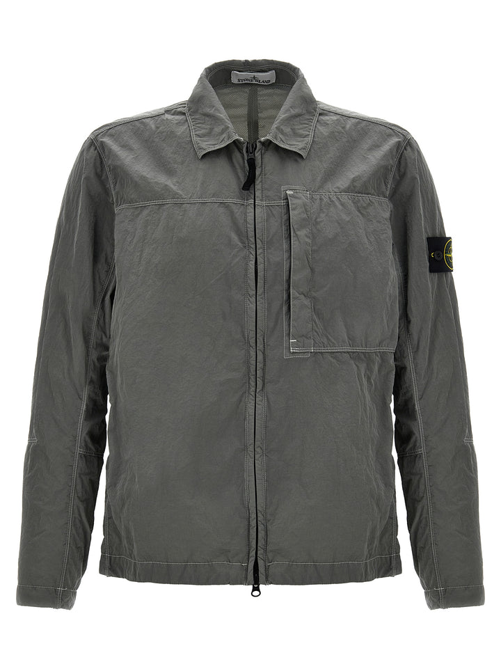 Metal Nylon Overshirt Casual Jackets, Parka Gray