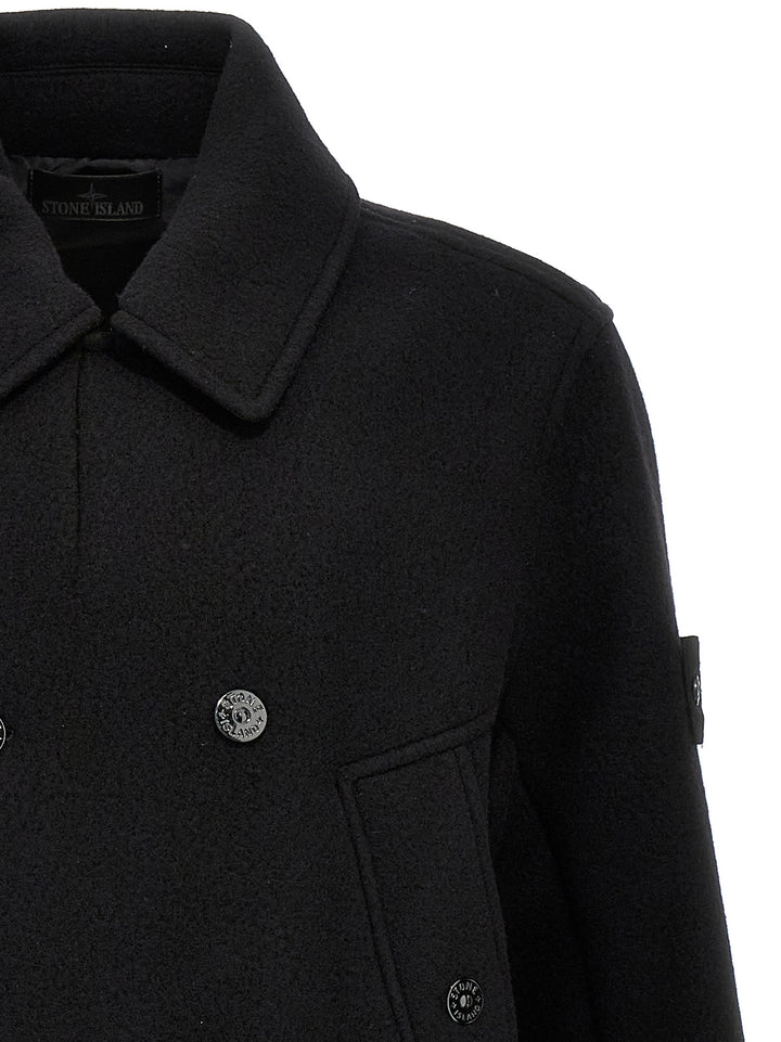 Heavy Melton Ghost Piece Coats, Trench Coats Black