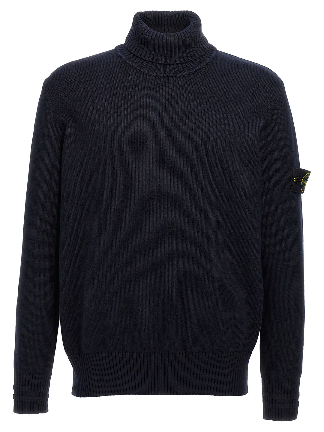 Logo Badge Turtleneck Sweater Sweater, Cardigans Blue