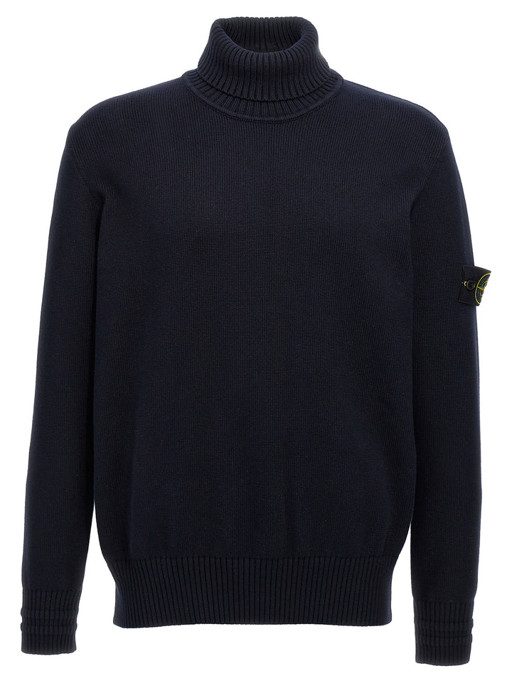 Logo Badge Turtleneck Sweater Sweater, Cardigans Blue