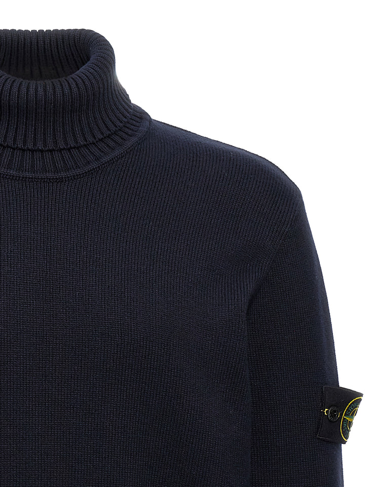 Logo Badge Turtleneck Sweater Sweater, Cardigans Blue