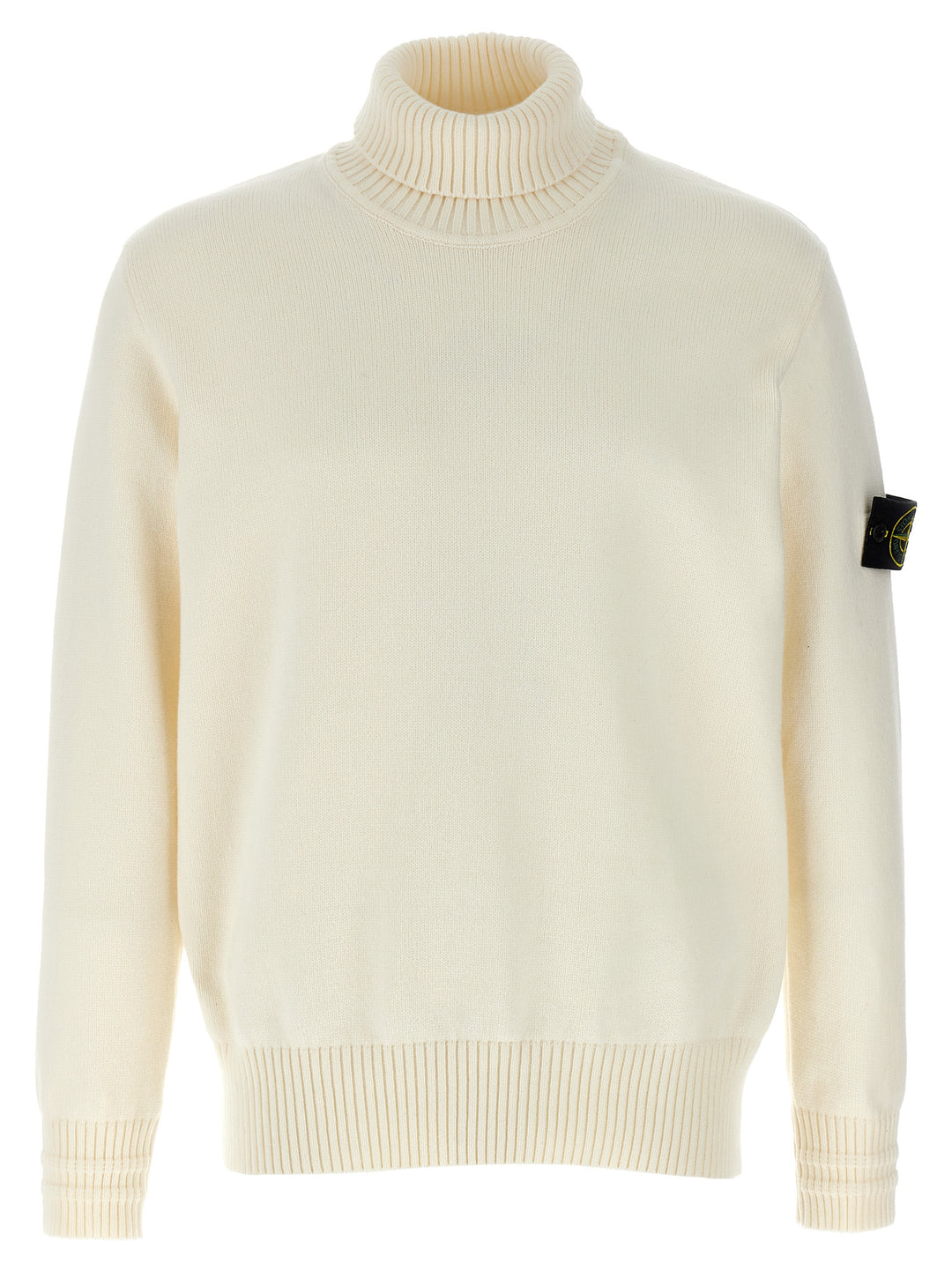 Logo Badge Turtleneck Sweater Sweater, Cardigans White