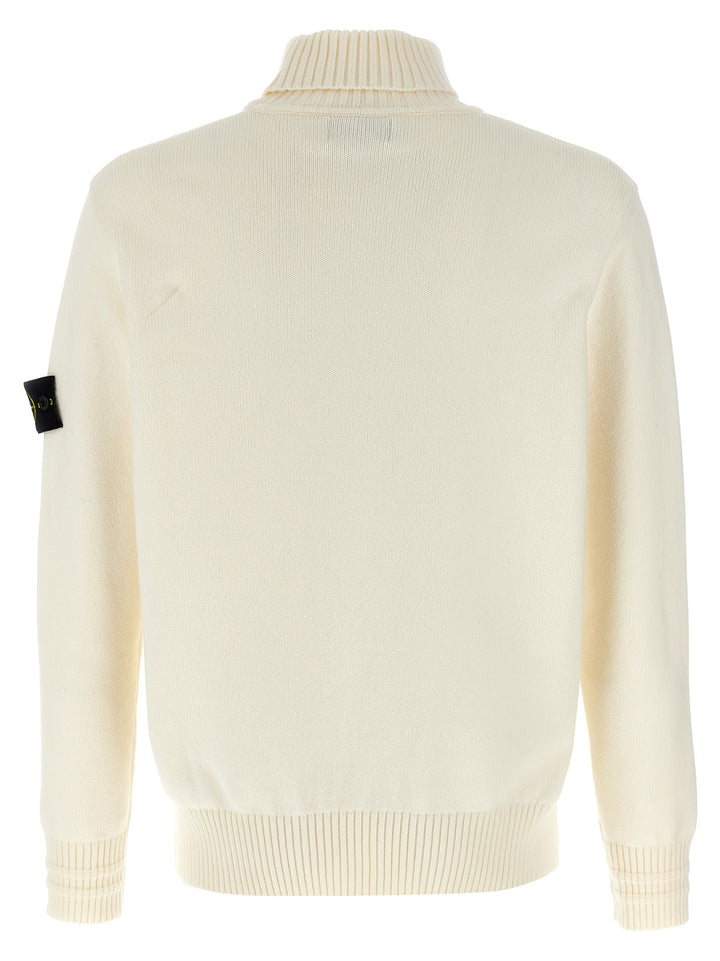 Logo Badge Turtleneck Sweater Sweater, Cardigans White