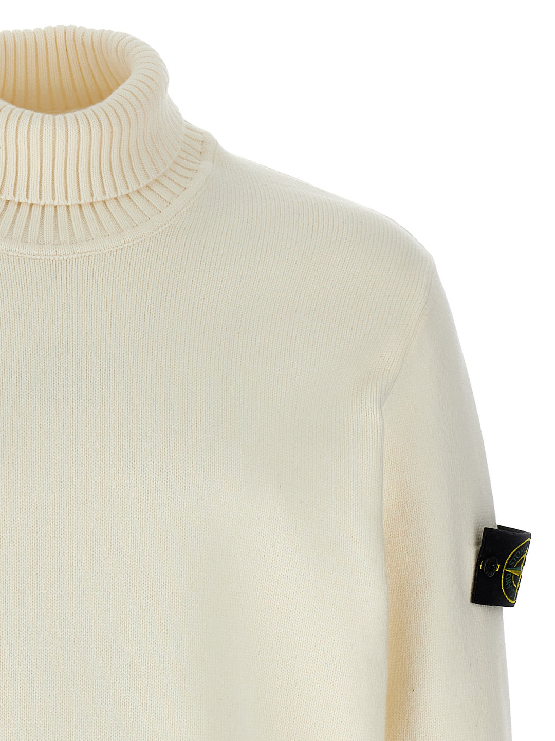 Logo Badge Turtleneck Sweater Sweater, Cardigans White