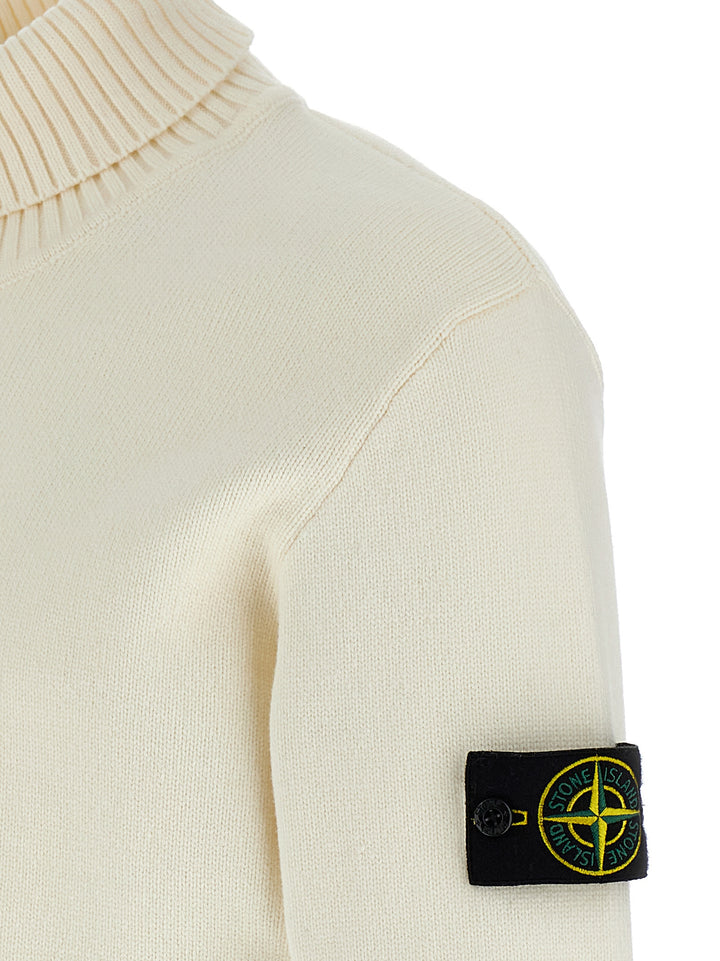 Logo Badge Turtleneck Sweater Sweater, Cardigans White