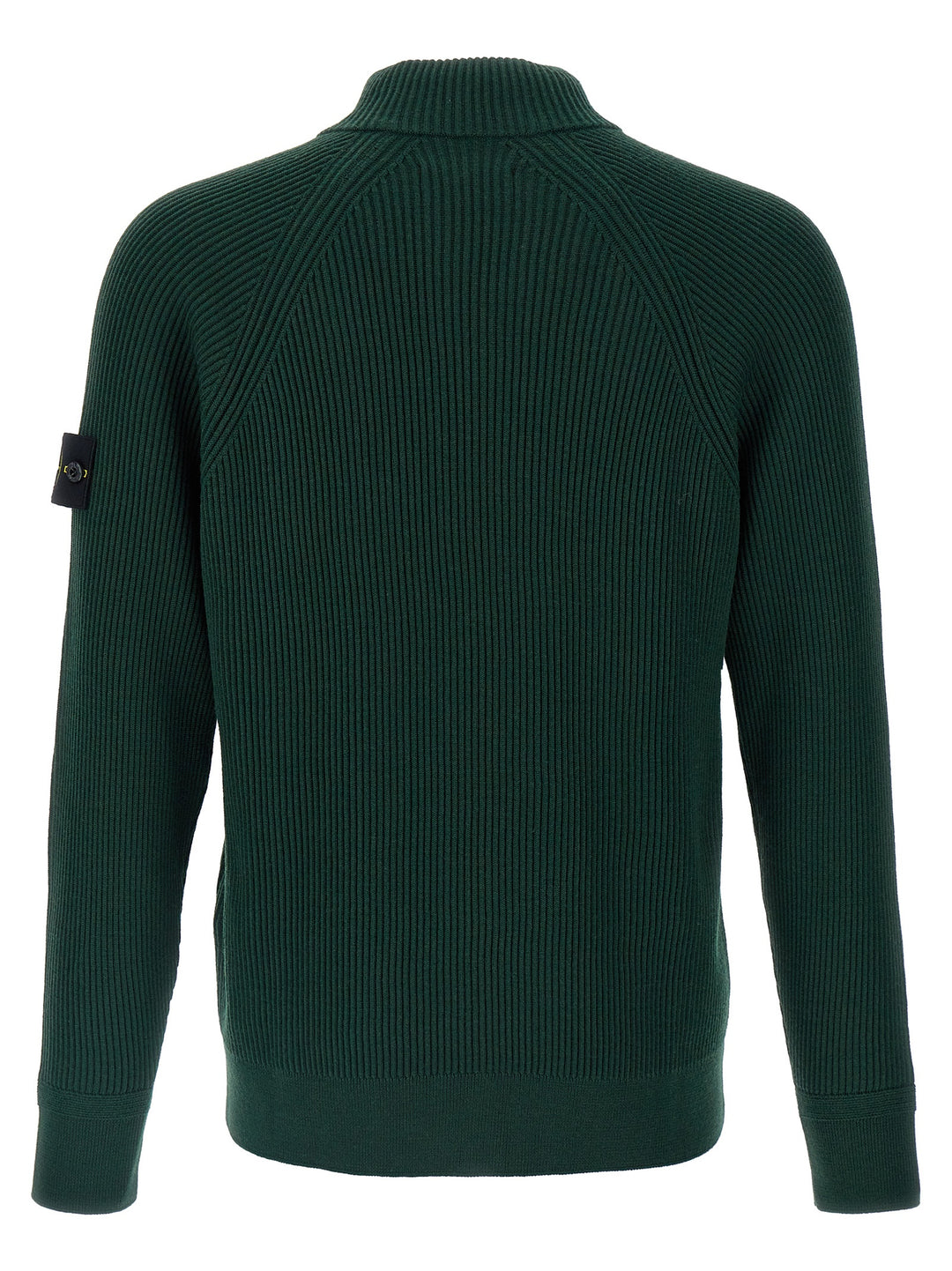 Logo Badge Ribbed Cardigan Sweater, Cardigans Green