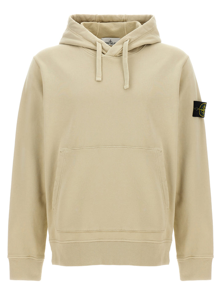 Logo Patch Hoodie Sweatshirt Beige