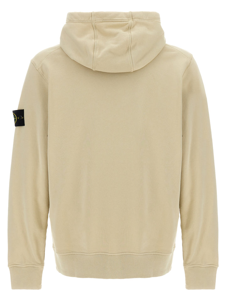 Logo Patch Hoodie Sweatshirt Beige